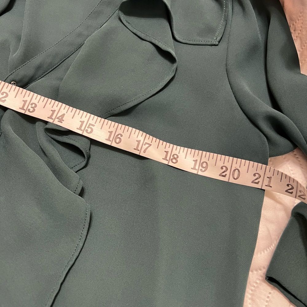 Parker Medium Green blouse with ruffles long sleeve - Picture 10 of 11